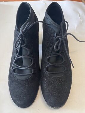 Wolky Black Glitter Lace-Up it Ankle Boots